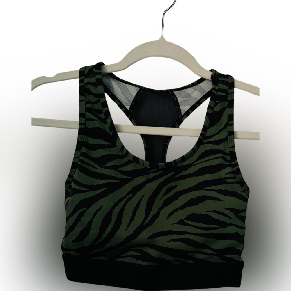 LuLaRoe Invincible Sports Bra, Green animal print, XS